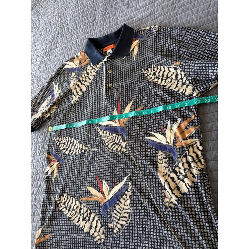 Urban Outfitters BDG Mens Bird of Paradise Floral Polo Shirt Navy Blue Medium - Picture 6 of 9
